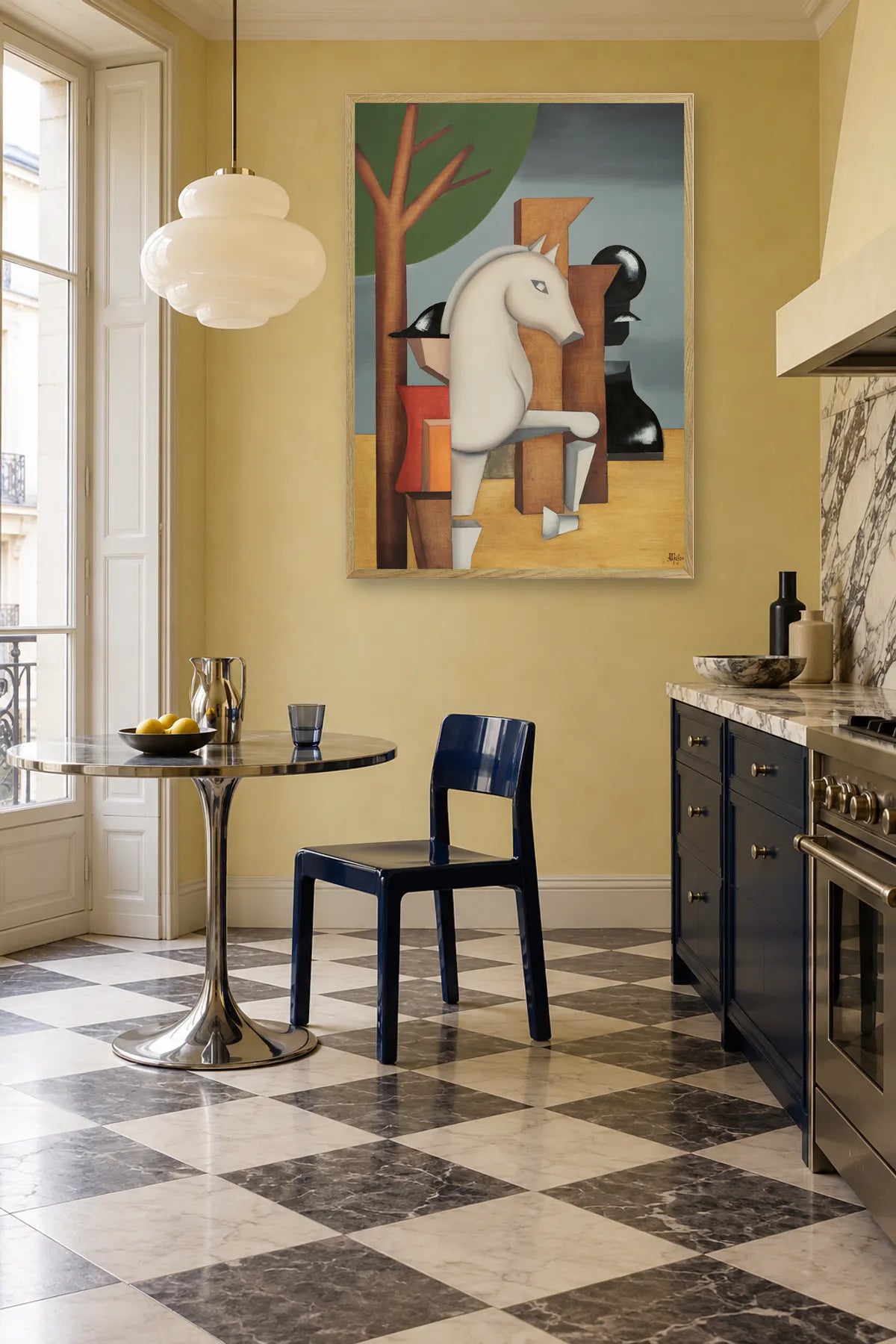Strategic Chess Knight by Alexander Trifonov — framed art in interior setting 1