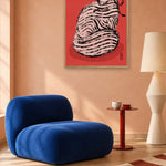 Whimsical Red Striped Cat by Dirkie Nell — framed art in interior setting 3