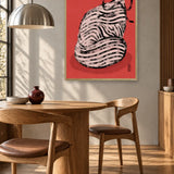 Whimsical Red Striped Cat by Dirkie Nell — framed art in interior setting 4