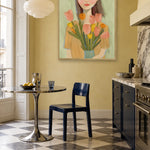 Woman with Spring Tulips by Dirkie Nell — framed art in interior setting 3